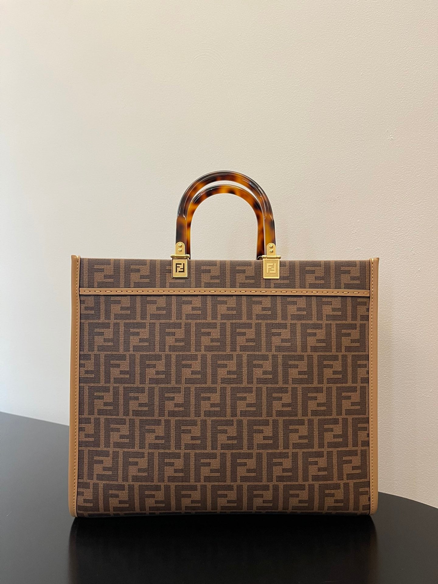 Fendi Sunshine Metop Qualityum Ff Jacquard Brown Tote Bag
