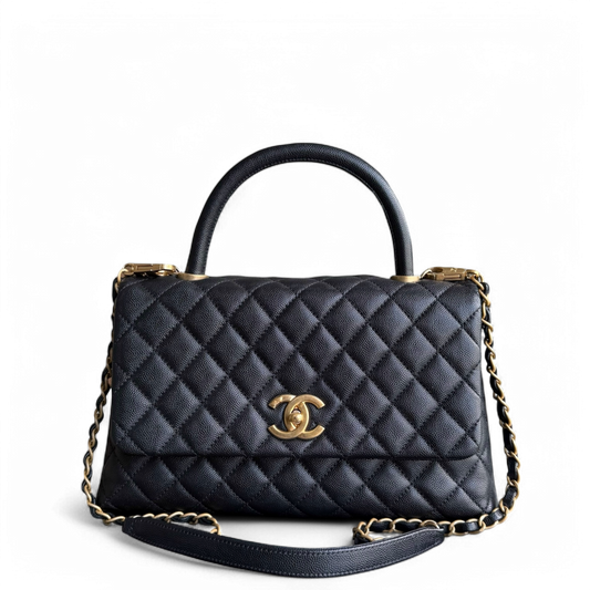 Chanel Coco Handle Medium - Caviar 29CM Quilted Black Gold Hardware Series 23