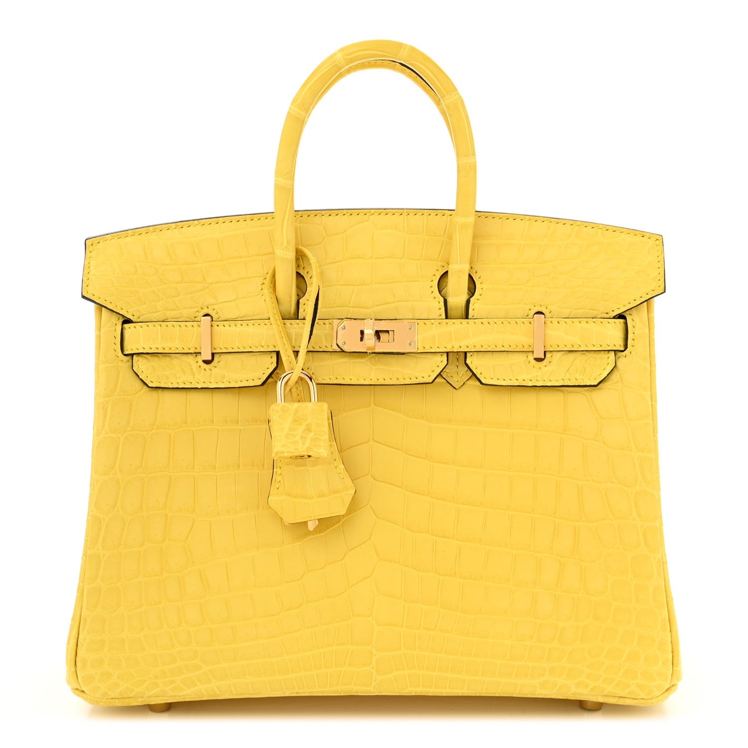 Hermes Matte Niloticus Crocodile Birkin Mimosa Handbag Travel Bag