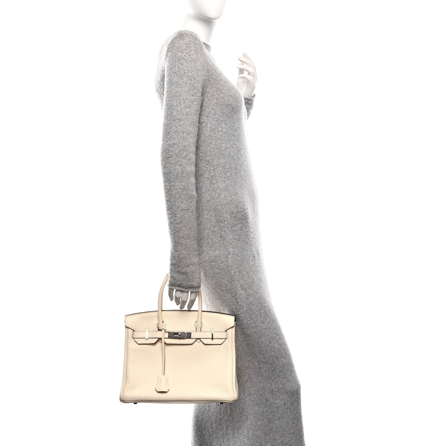Hermes Taurillon Clemence Birkin Nata Handbag Travel Bag
