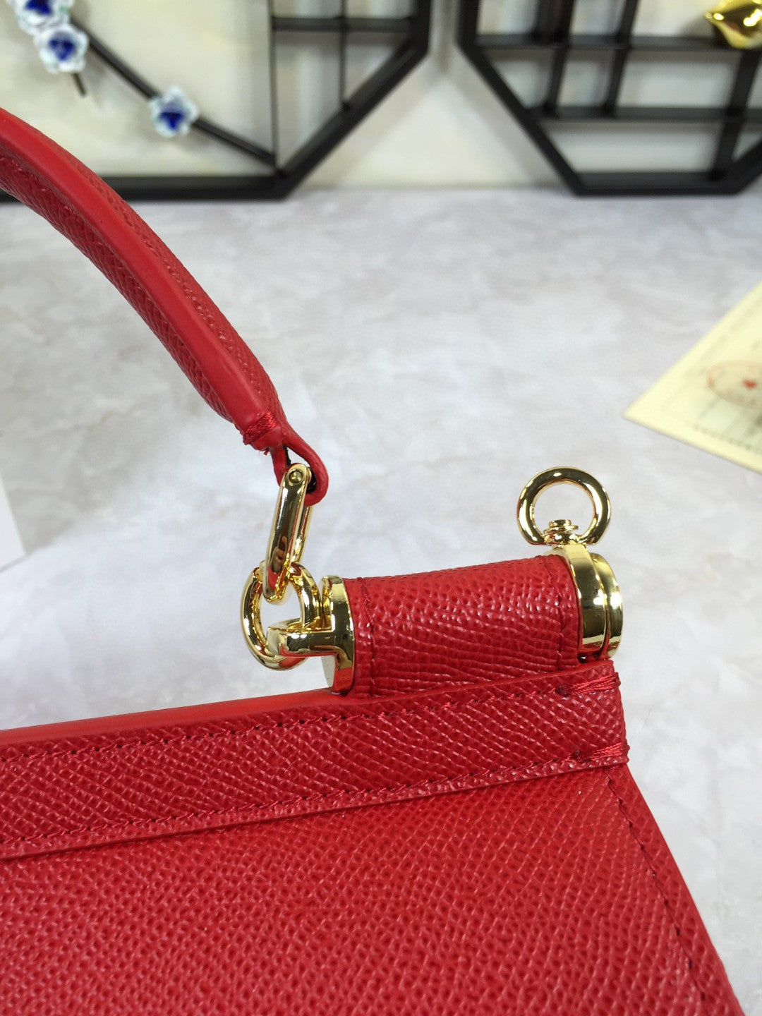 Top Quality Sicily Handbag In Dauphine For Red Medium Travel Bag