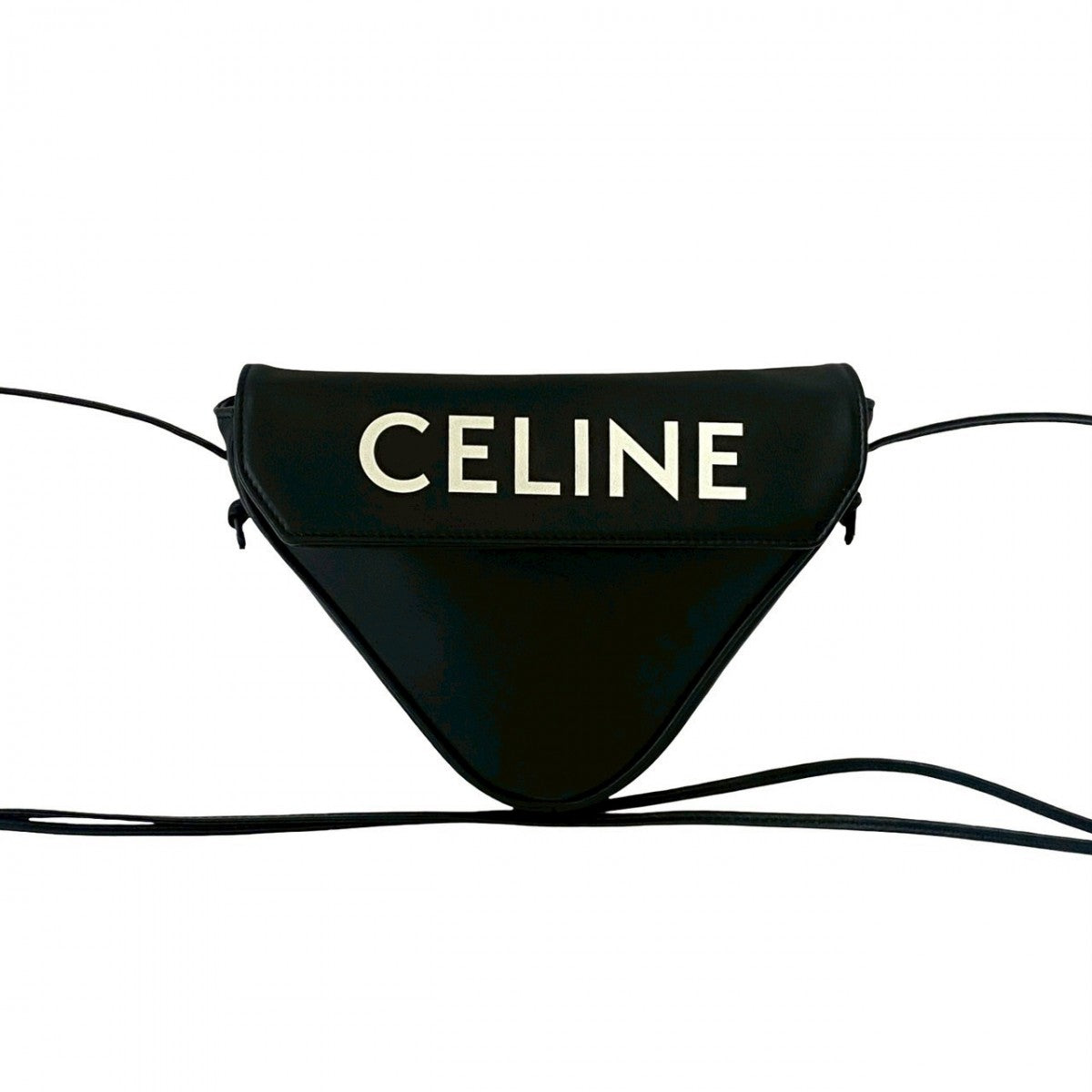 Shoulder Bag Triangle Leather Black