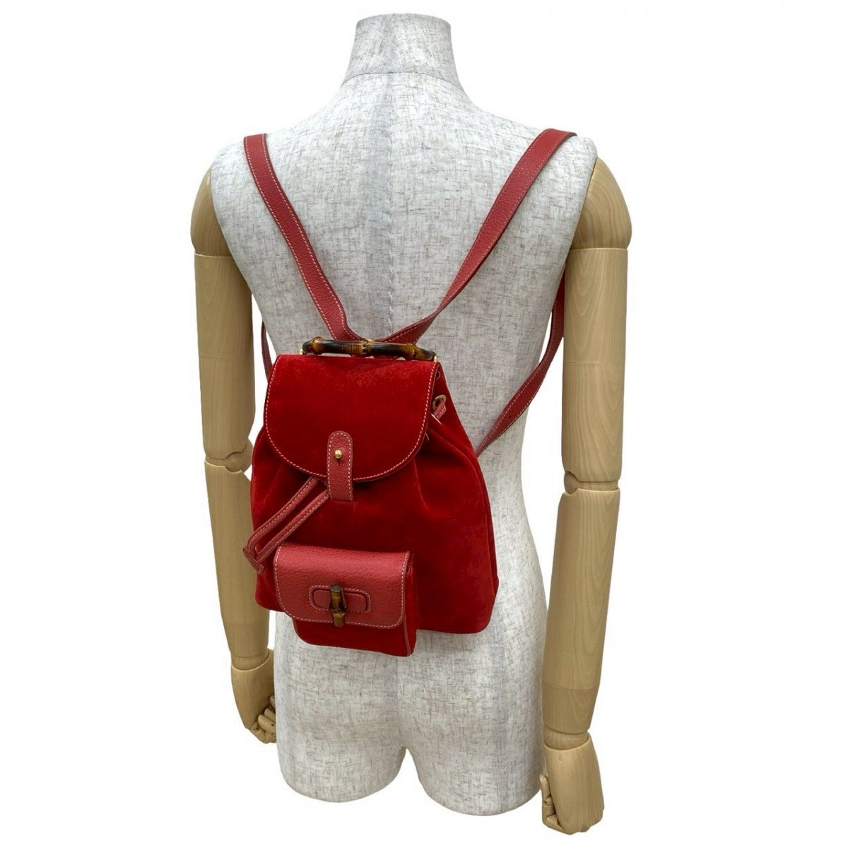 Gucci Backpack Bamboo Suede Red