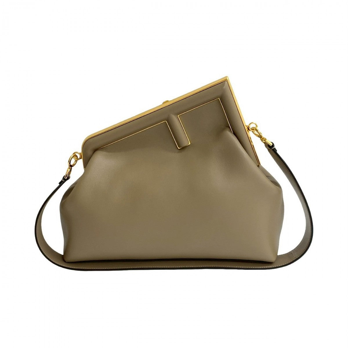 Fendi Shoulder Bag First Bag Leather Beige Medium