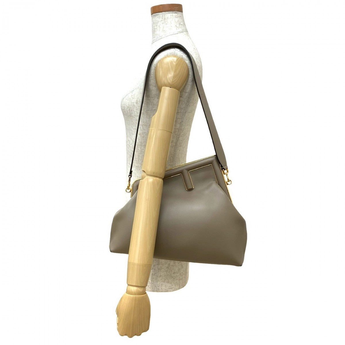 Fendi Shoulder Bag First Bag Leather Beige Medium