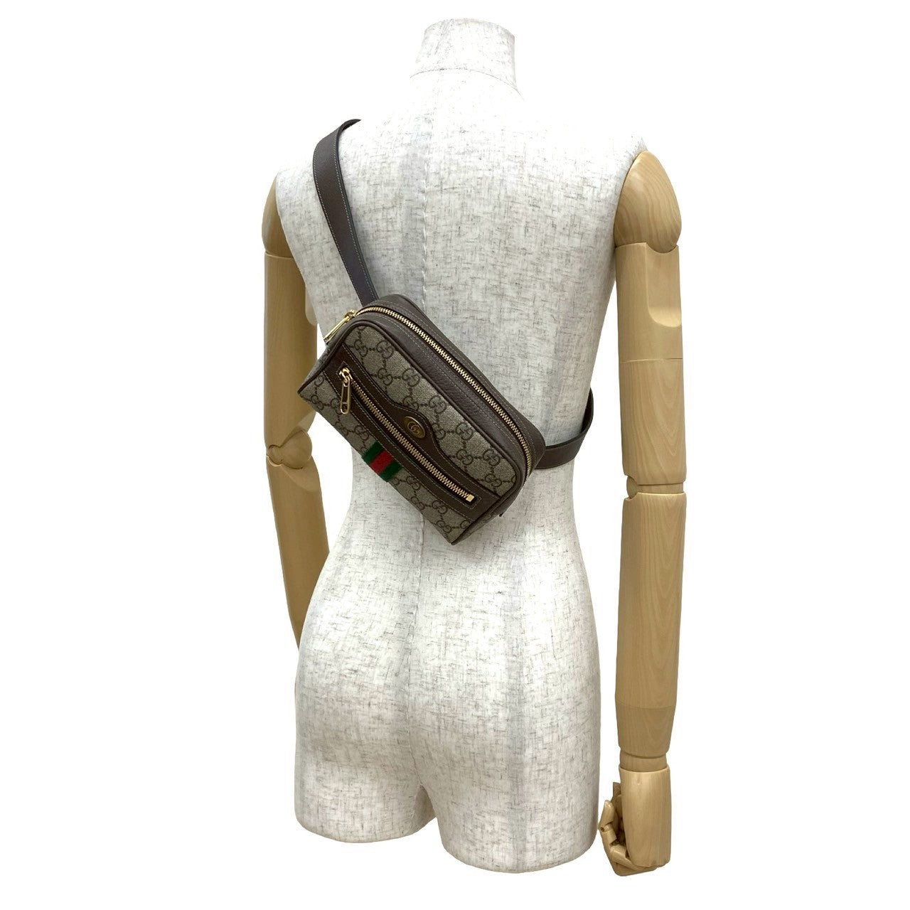 Gucci Sling GG Supreme Ophidia waist Leather Brown Handbag
