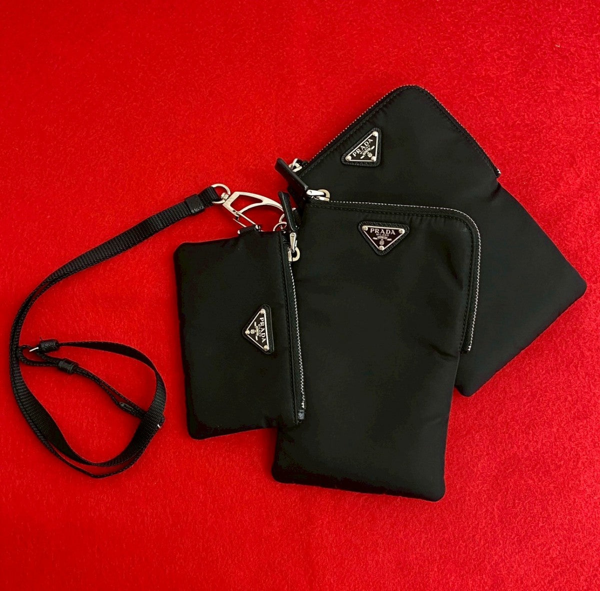 Pouch Re Handbag Nylon Black Travel Bag