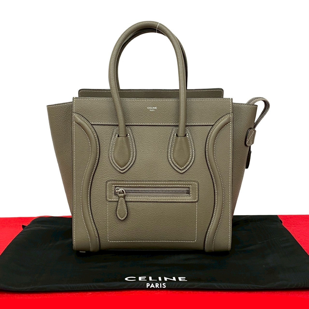 Gray Luggage Micro Shopper Leather Travel Bag
