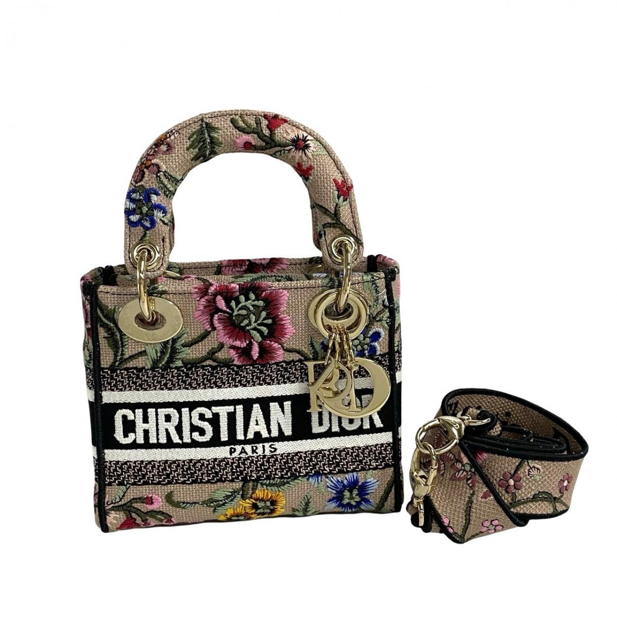 Dior Shoulder Bag Lady Dee Lite Canvas Beige