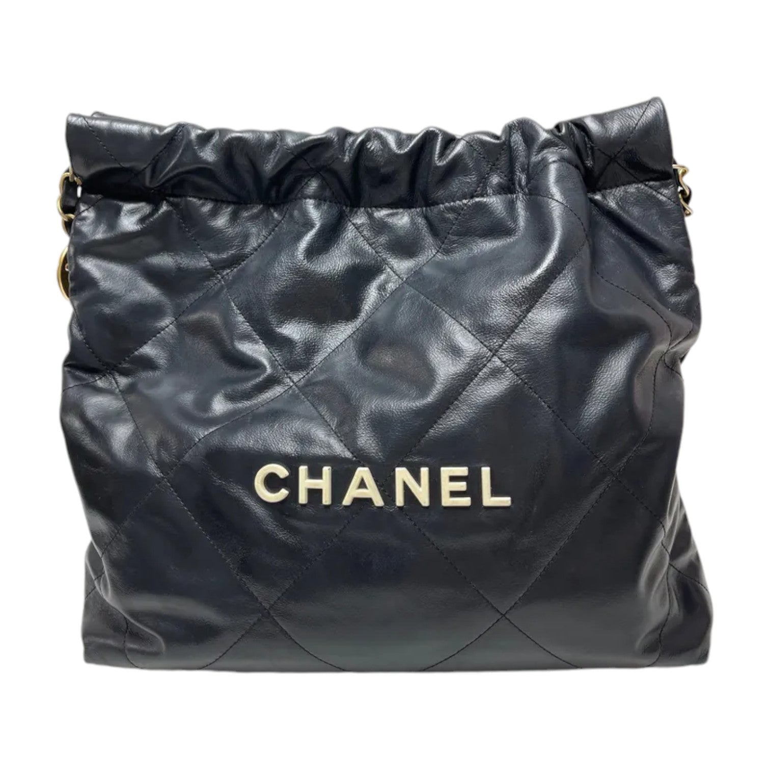Chanel 22 Small Shiny Calfskin GHW Handbag Leather Quilted Shoulder Bag