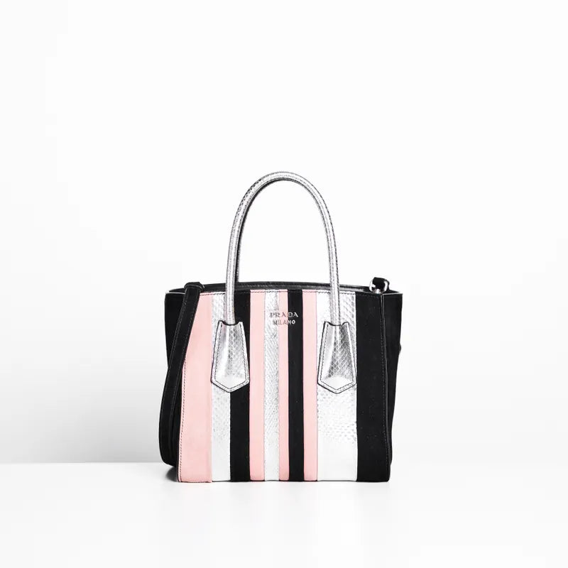 Prada Tote Suede Python Tote Bag
