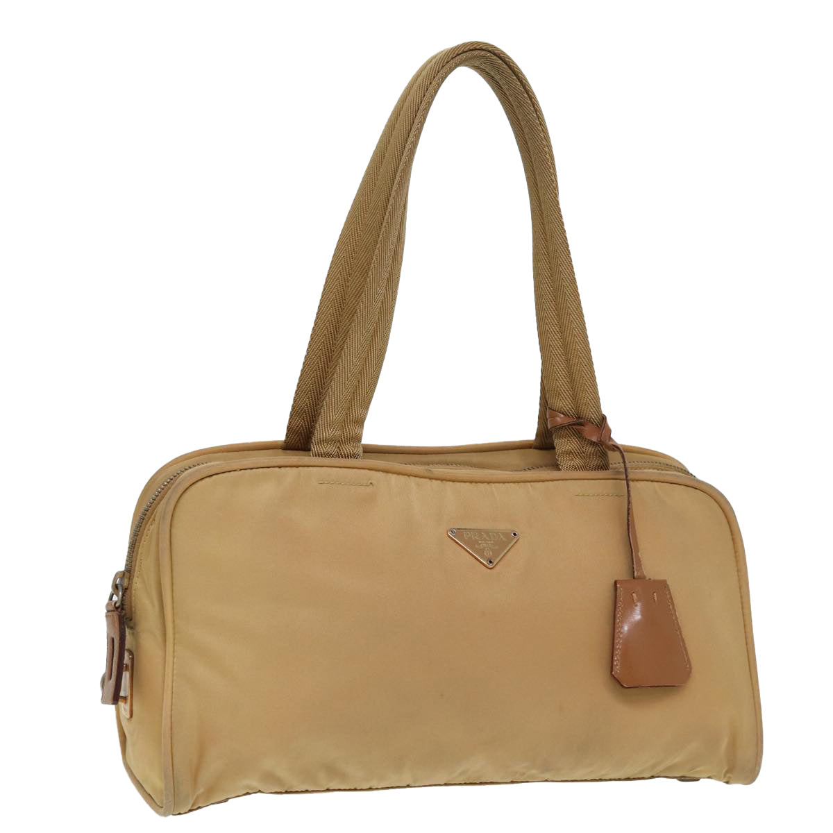 Prada Hand Bag Auth Nylon Beige Travel Bag Beige Auth 80107