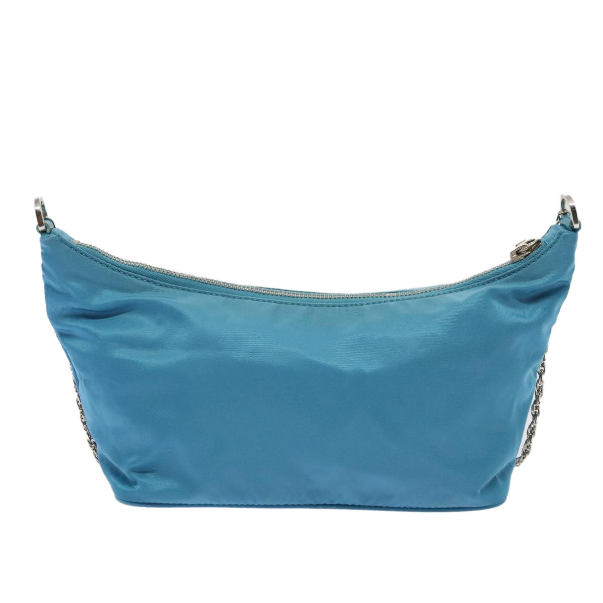 Prada Shoulder Bag Light Auth Nylon Blue Chain