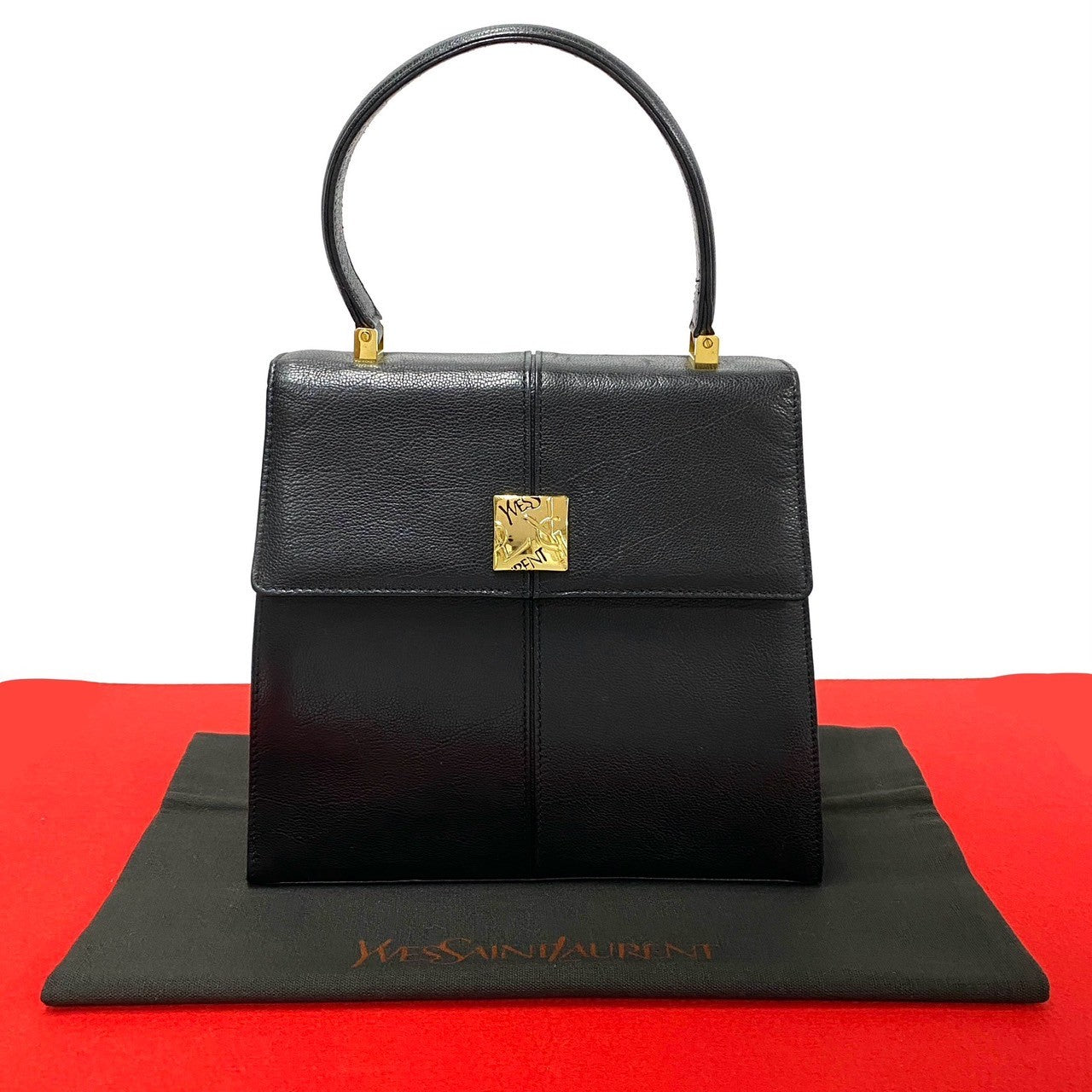 YSL Saint Laurent Handbag Women Leather Metal Black Travel Bag