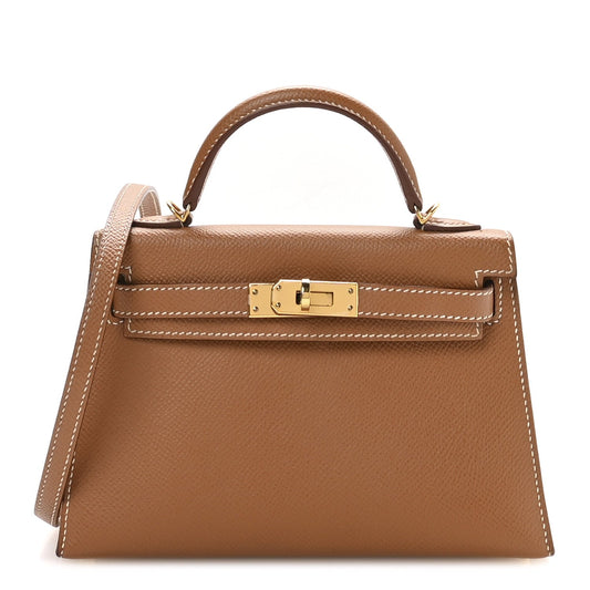 Hermes Epsom Kelly Sellier Handbag Gold Mini Travel Bag