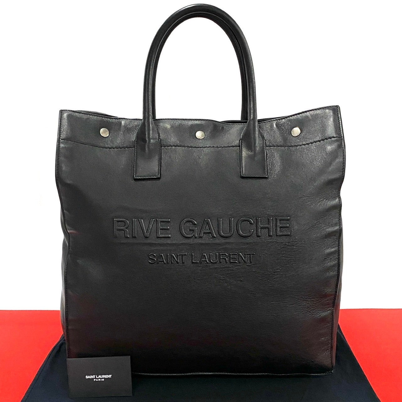 YSL Saint Laurent Yves Tote Bag Rive Gauche Women Leather Black