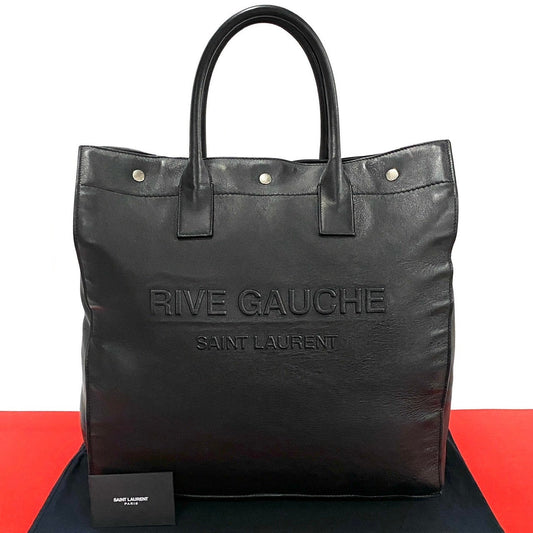 YSL Saint Laurent Yves Tote Bag Rive Gauche Women Leather Black