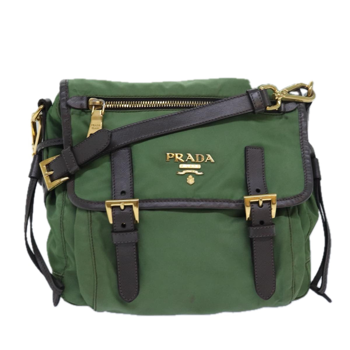 Prada Shoulder Bag Khaki Auth Nylon Khaki Auth 80568