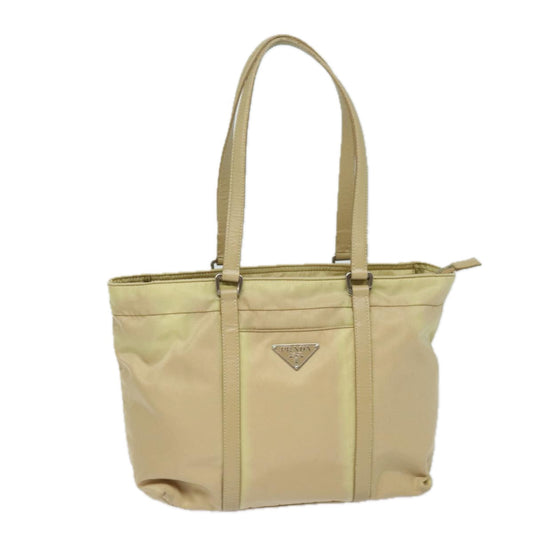 Prada Tote Bag Auth Nylon Beige Beige Auth 80575