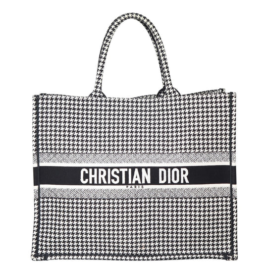 Dior Tote Bag Houndstooth Book Tote Canvas