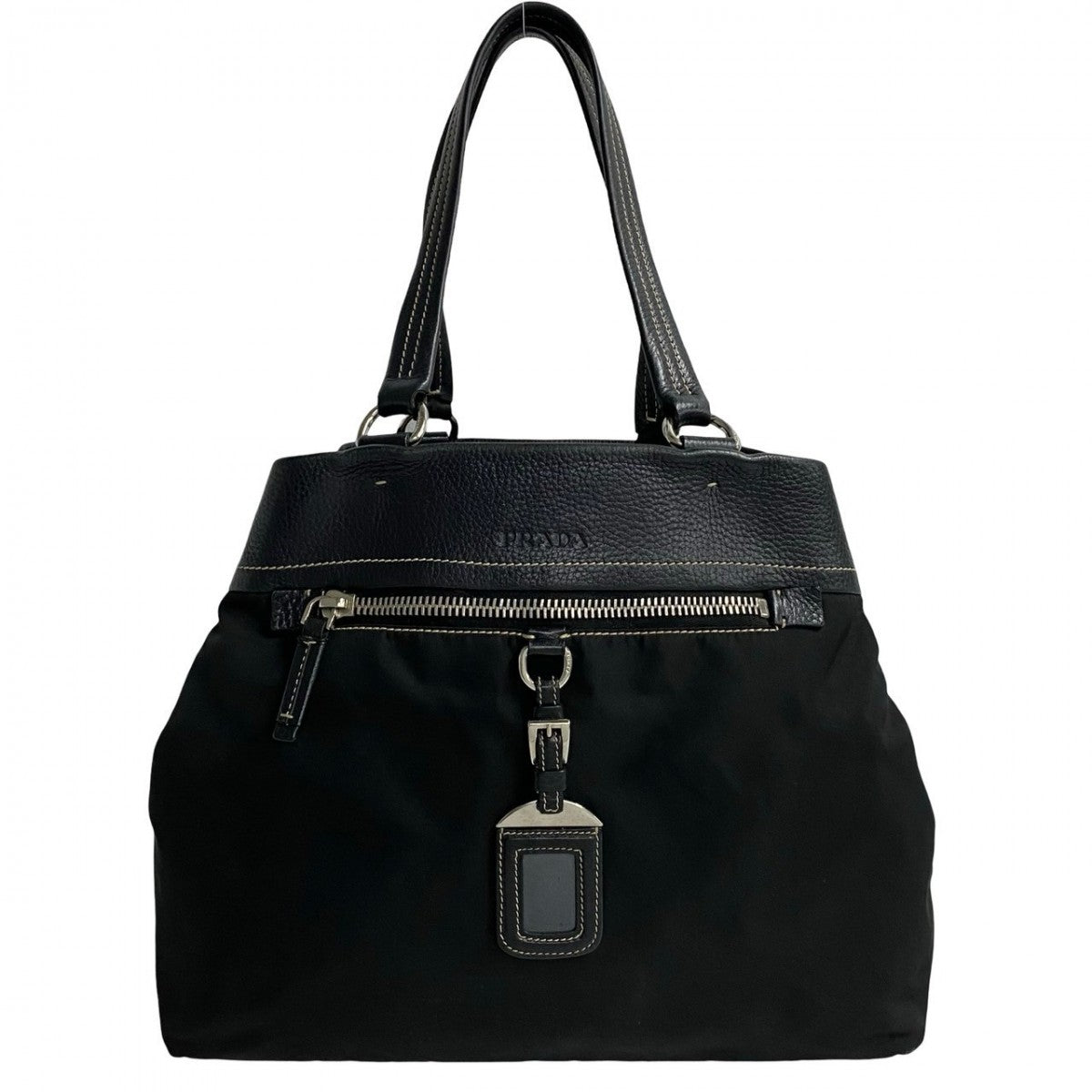 Tote Bag Metal Women Leather Black