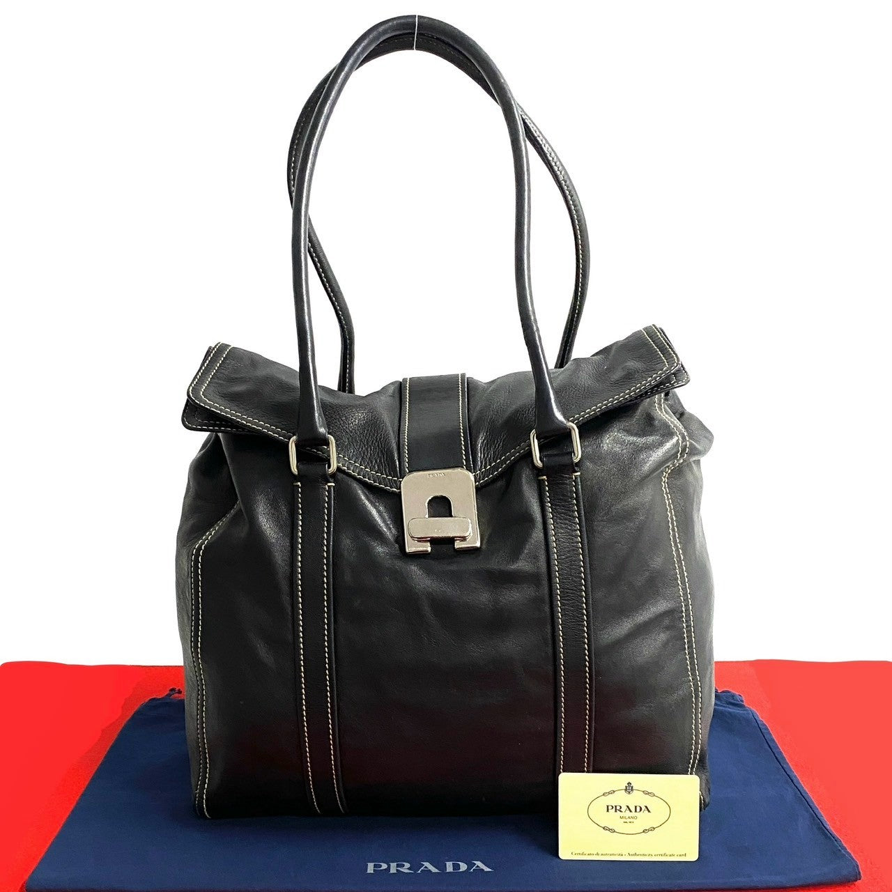 Prada 2Way Bag Leather Travel Bag 5