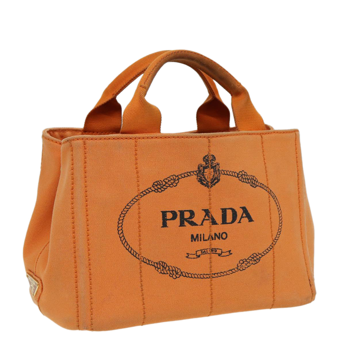 Prada Canapa Pm Hand Bag Auth Canvas Orange Travel Bag