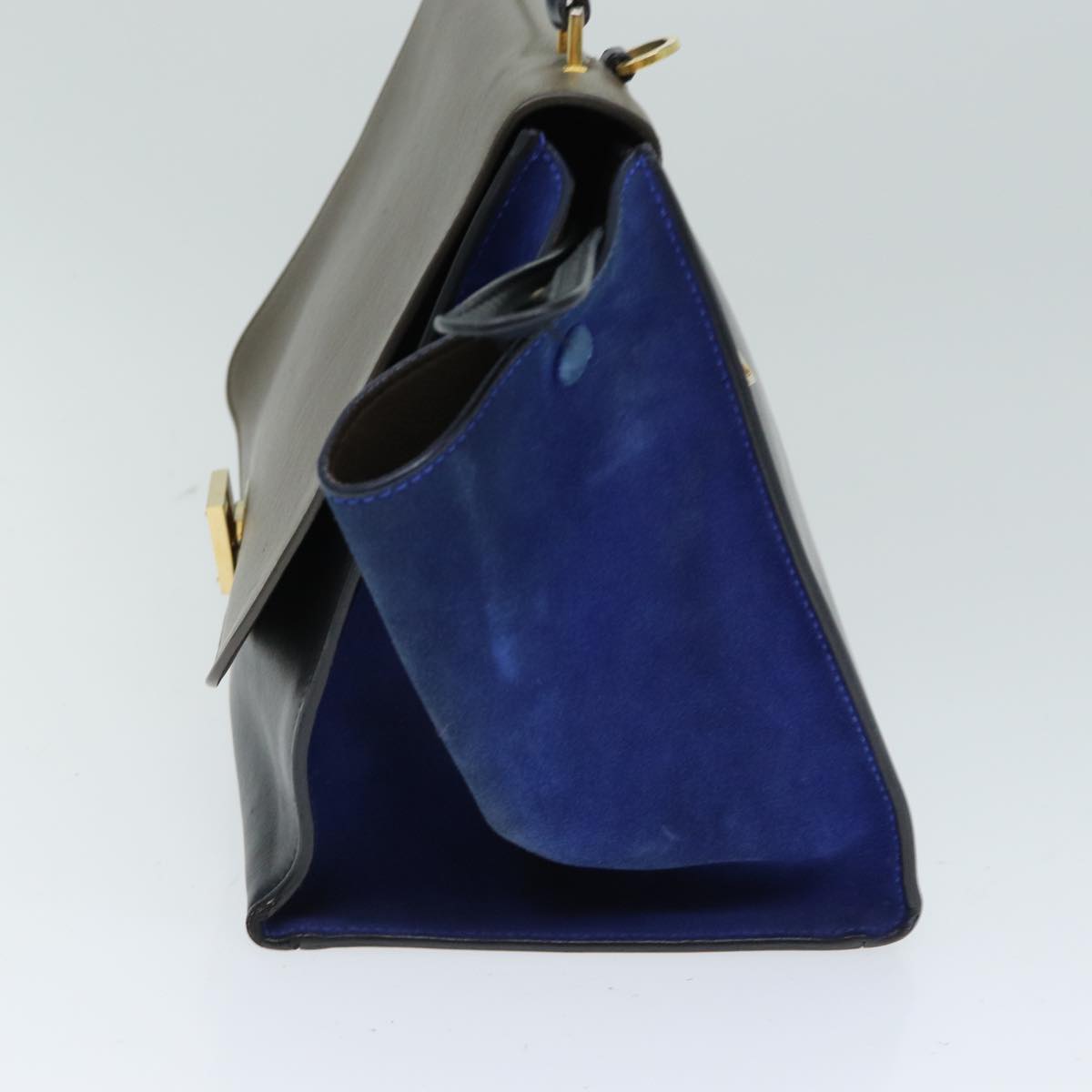 Luxury Hand Bag Brown Blue Leather Suede Travel Bag