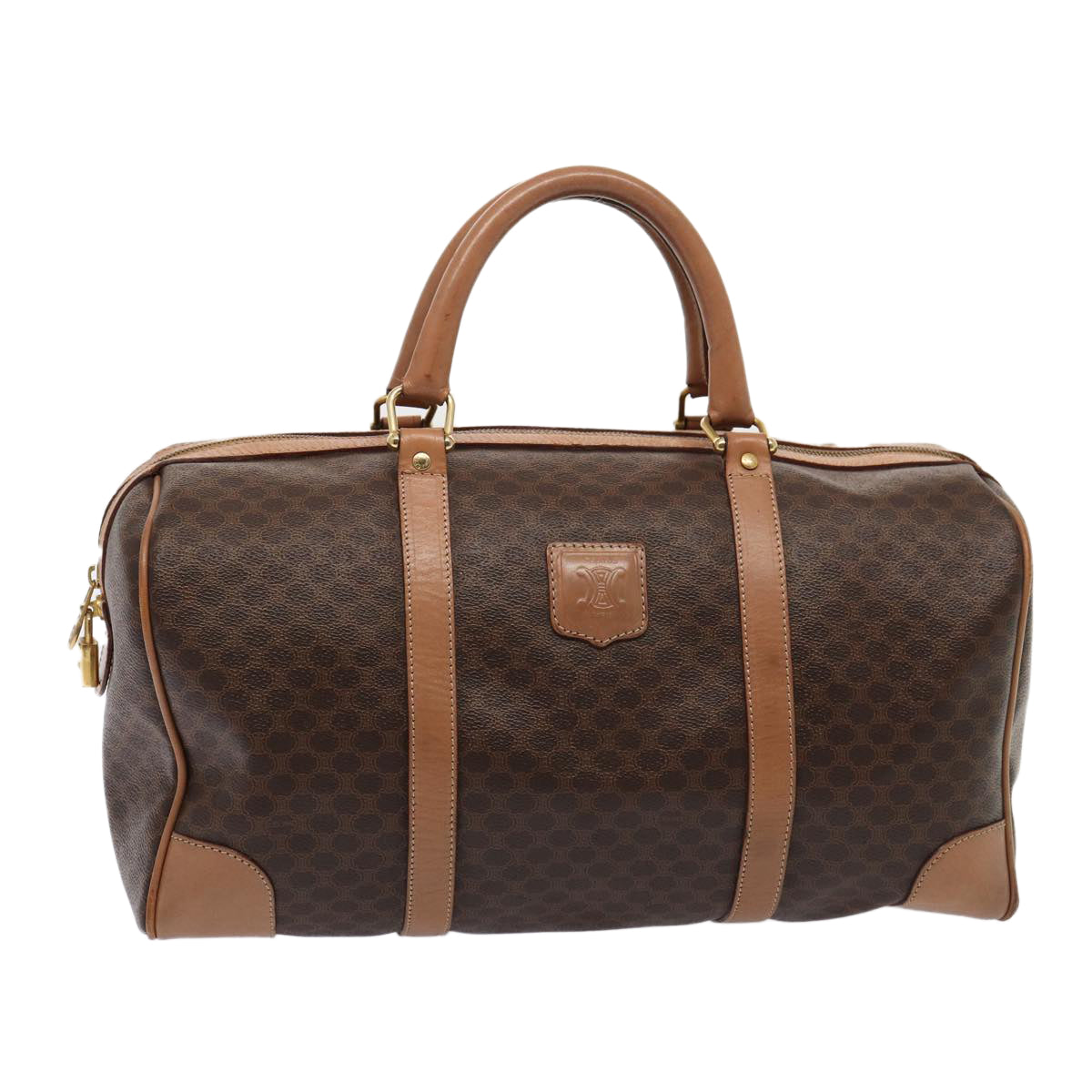 Luxury Macadam Boston Bag Pvc Leather Canvas Travel Bag Leather Brown