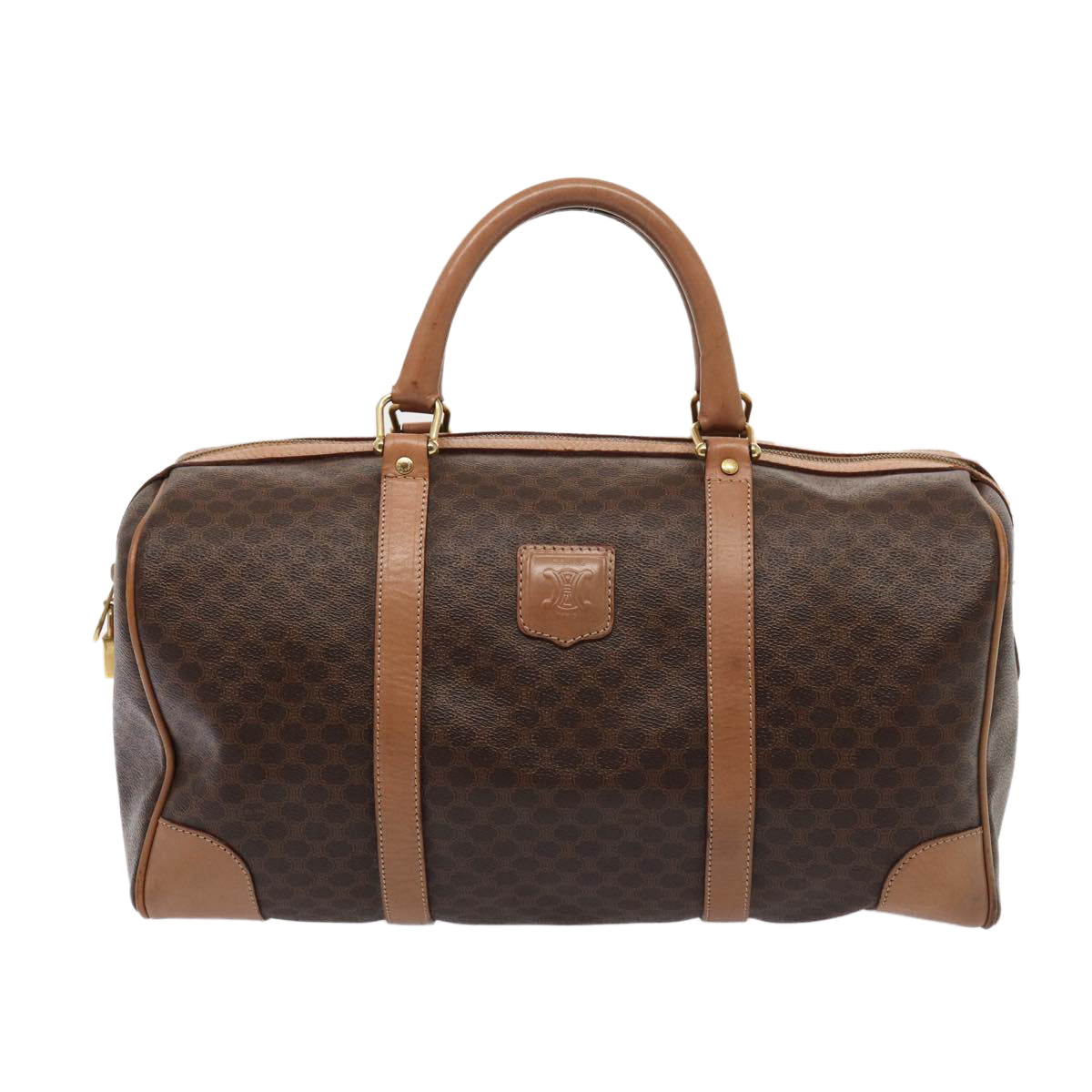 Luxury Macadam Boston Bag Pvc Leather Canvas Travel Bag Leather Brown