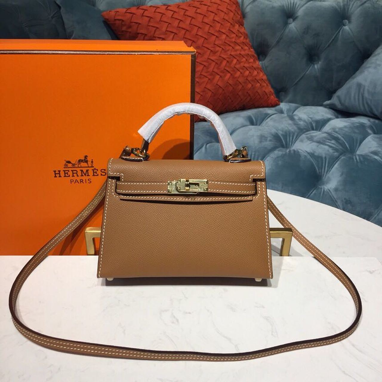 Top Quality Kelly For Women Toned Hardware Gold Mini Travel Bag