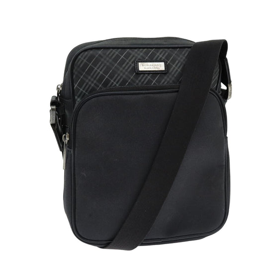 Burberry Luxury Nova Check Shoulder Bag Auth Canvas Nylon Black