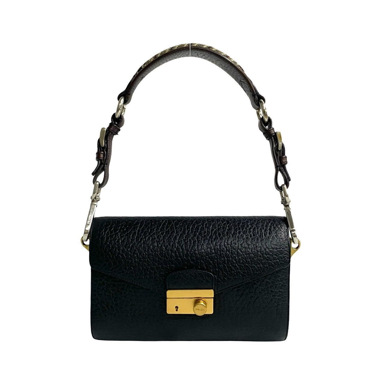 Prada Tweed Shoulder Bag Leather