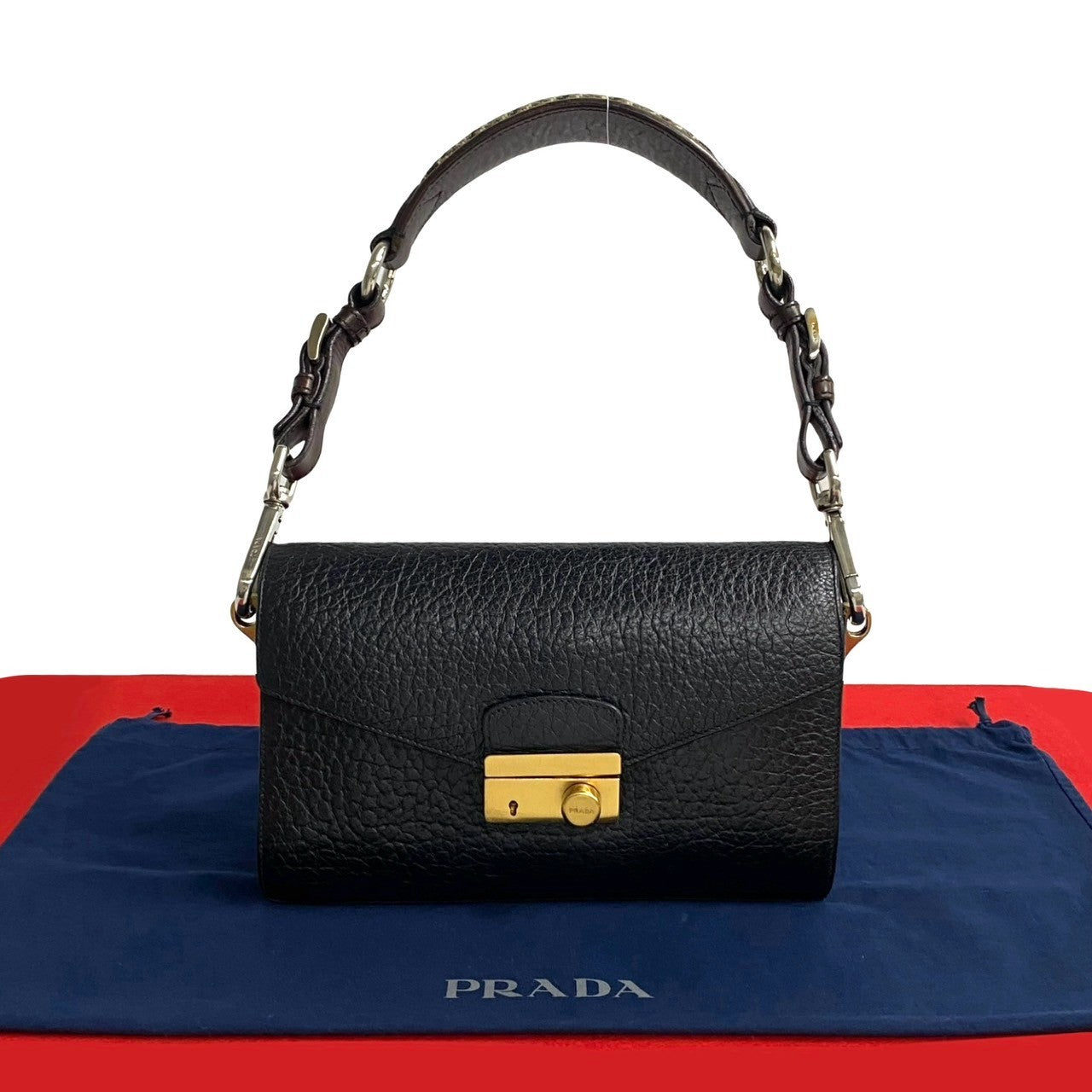 Prada Tweed Shoulder Bag Leather