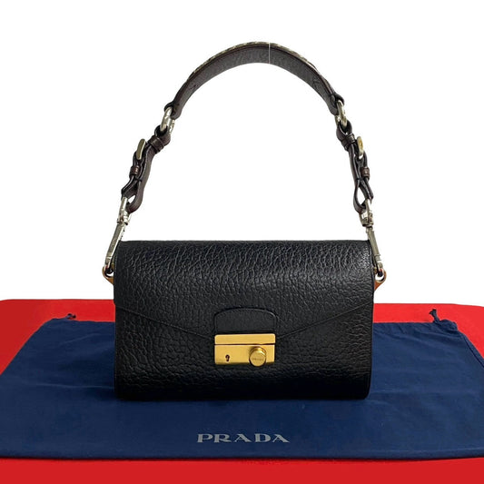 Prada Tweed Shoulder Bag Leather