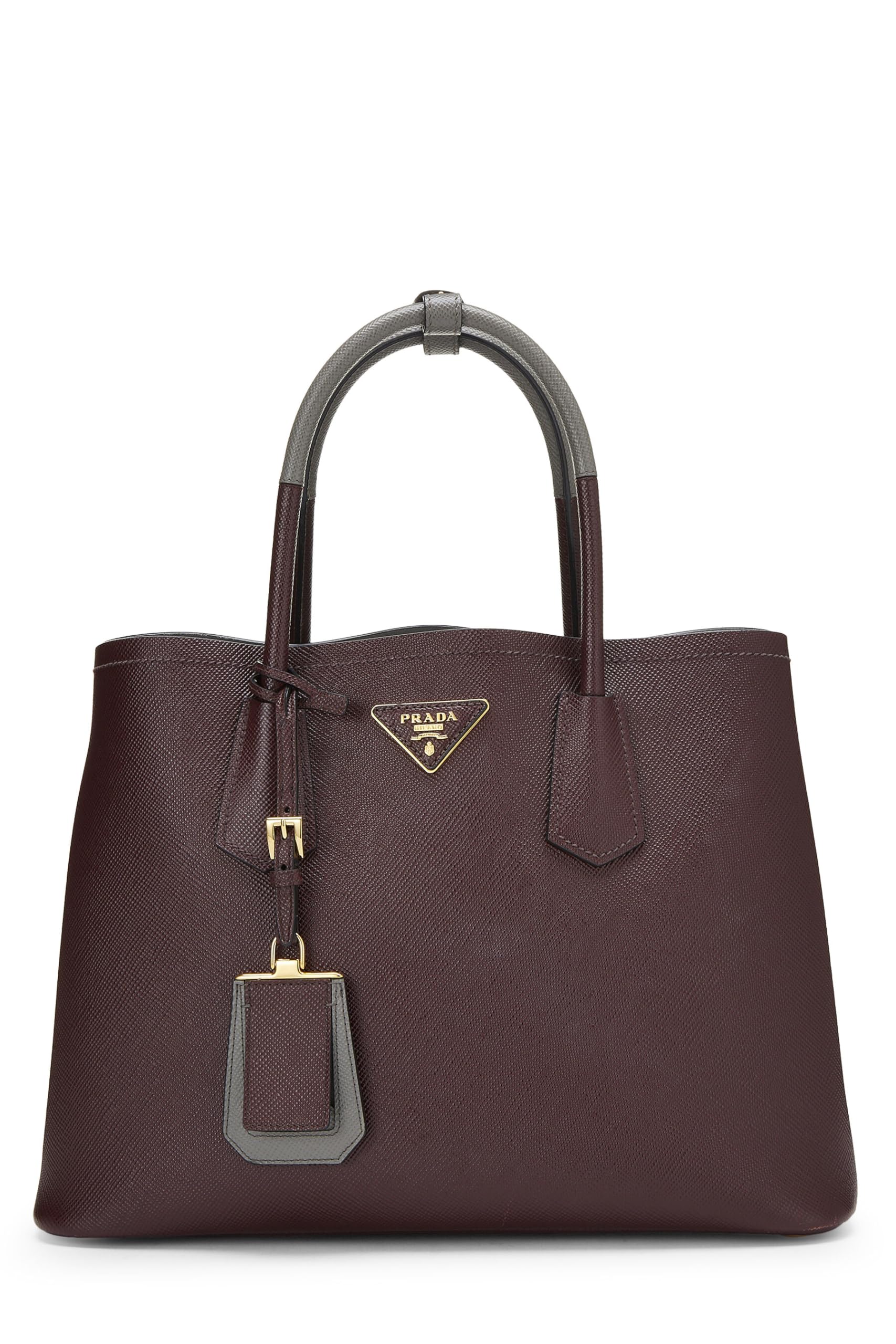Prada Double Bag Tote Saffiano Purple Medium Tote Bag