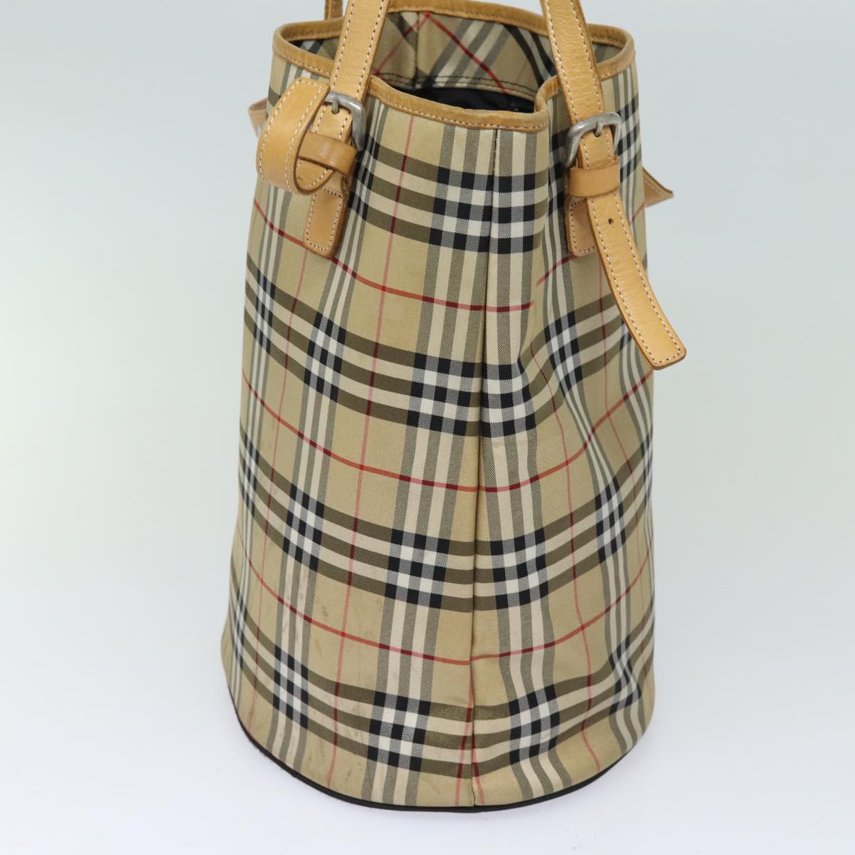 Burberry Luxury ss Nova Check Label Shoulder Bag Auth Canvas Beige Blue