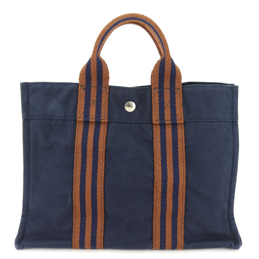 Hermes Tote Bag Fool Toepm Unisex Unisex Canvas Navy