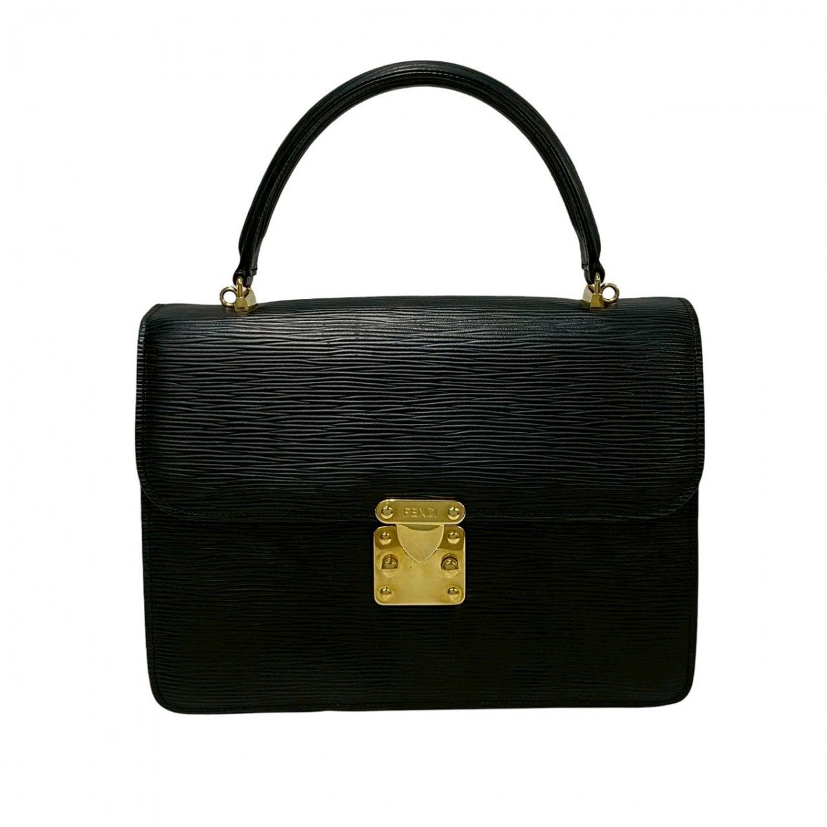 Fendi Shoulder Bag Epi Ff Women Leather Metal Black