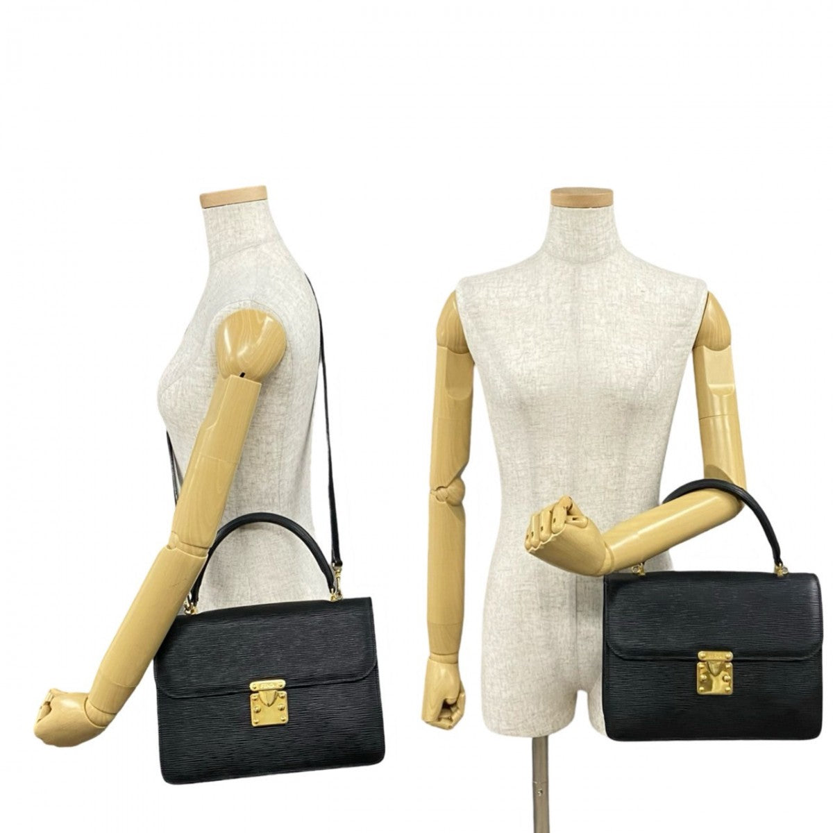 Fendi Shoulder Bag Epi Ff Women Leather Metal Black