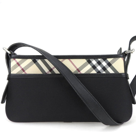 Burberry Shoulder Bag Women Leather Canvas Black