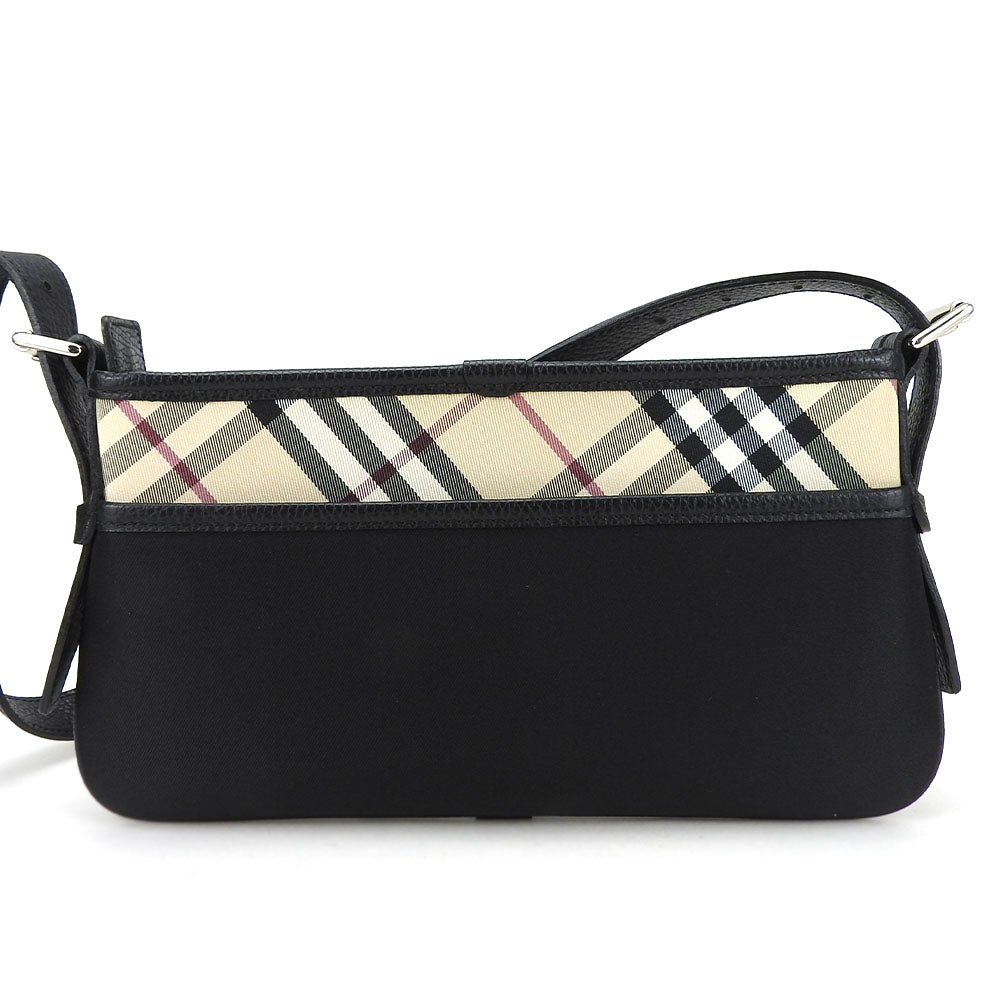 Burberry Shoulder Bag Women Leather Canvas Black