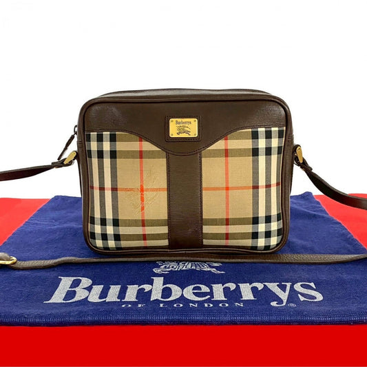 Burberry Shoulder Bag Nova Check Shadow Horse Women Leather Canvas Metal