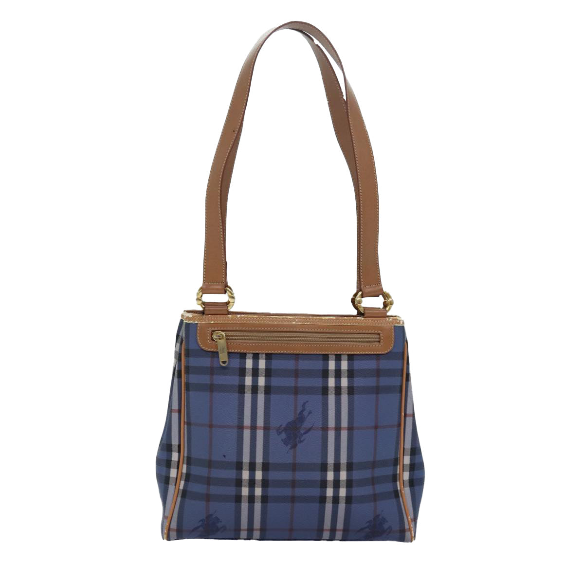 Burberry Luxury ss Nova Check Tote Bag Pvc Auth Leather Blue