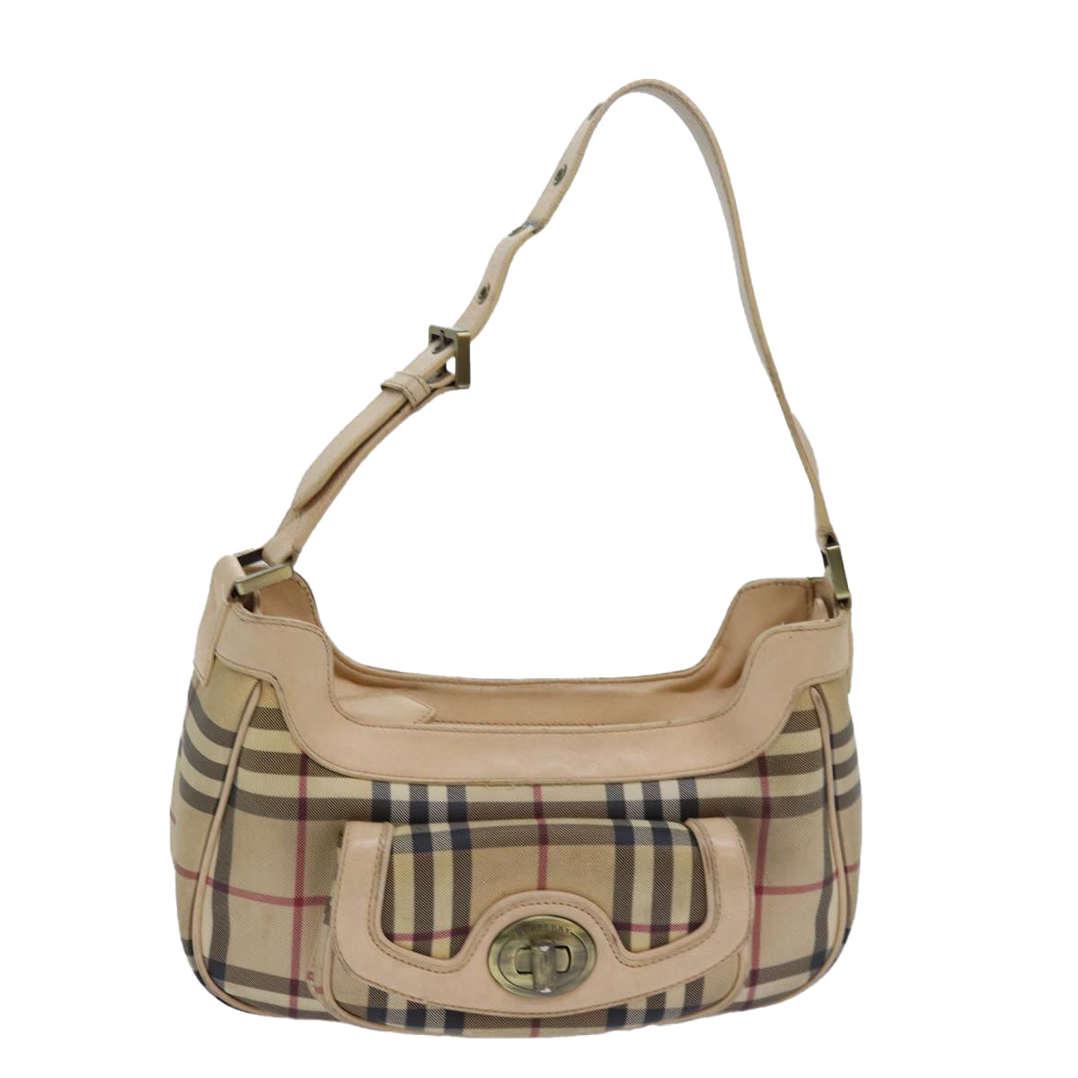 Burberry Luxury Nova Check Shoulder Bag Pvc Auth Leather Beige