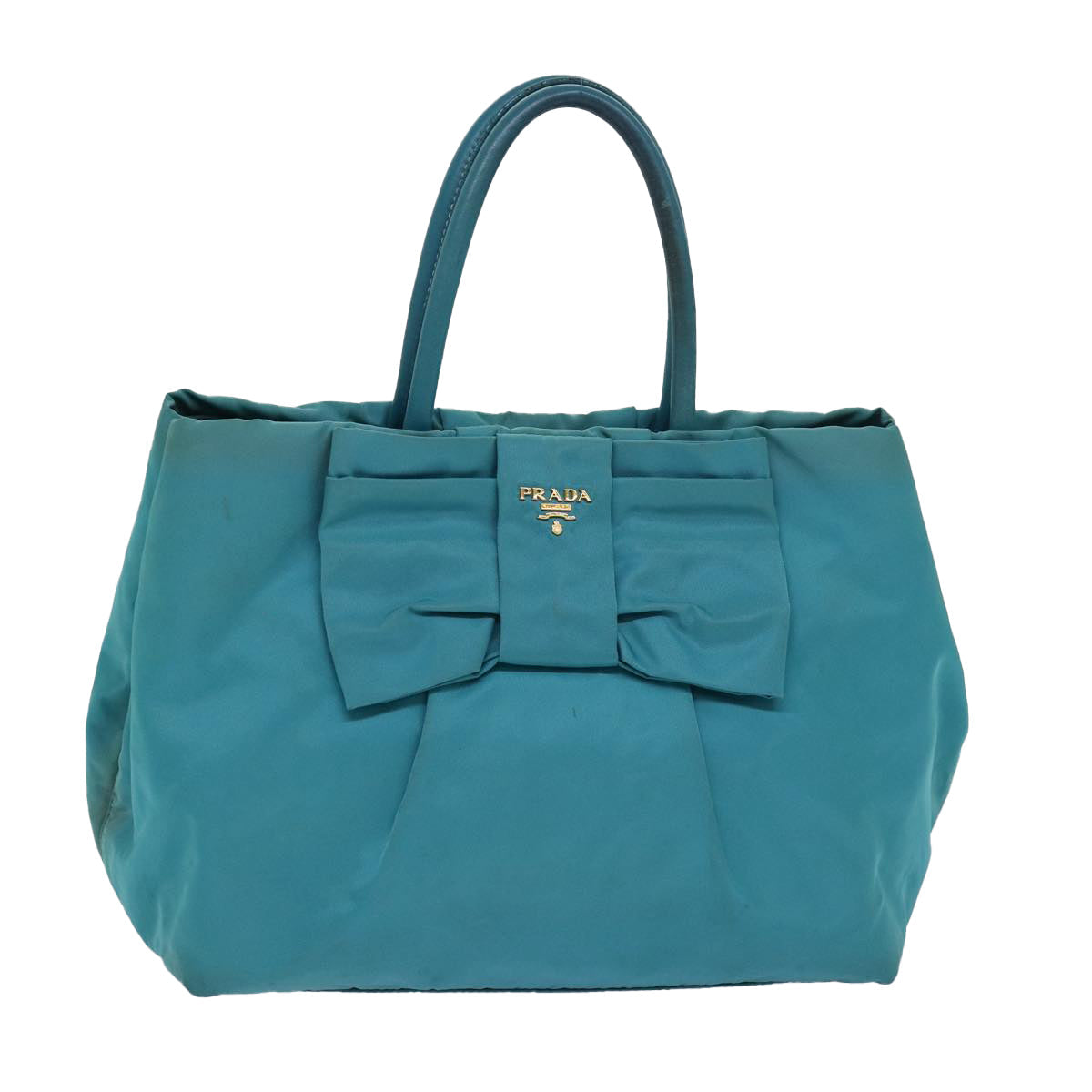 Prada Hand Bag Turquoise Auth Nylon Blue Travel Bag