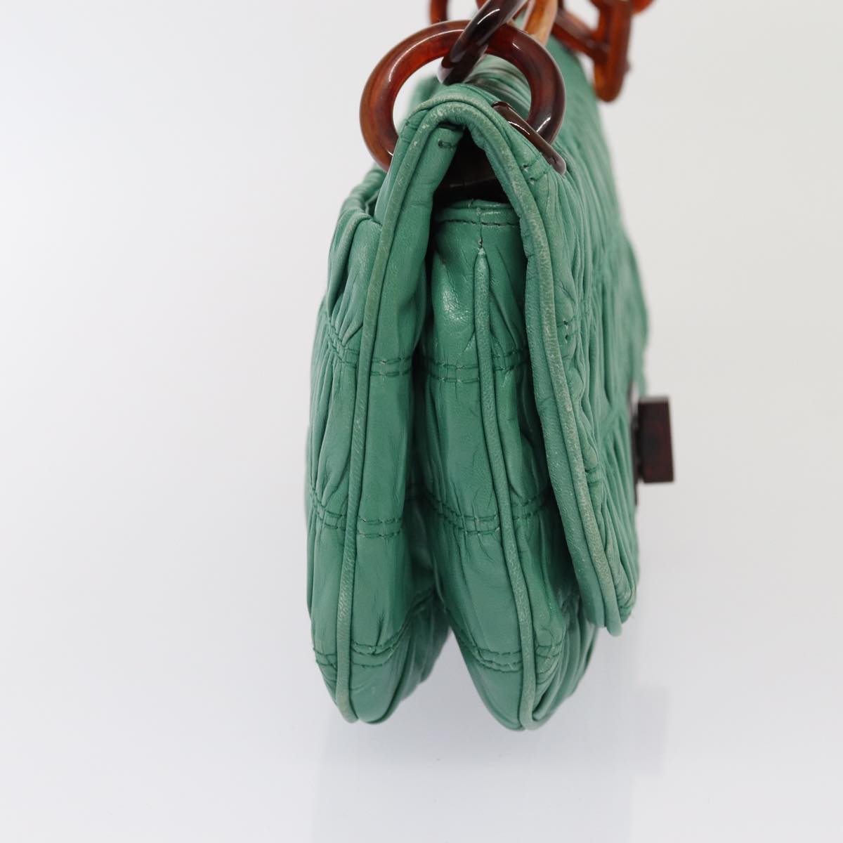 Prada Shoulder Bag Auth Leather Green Chain
