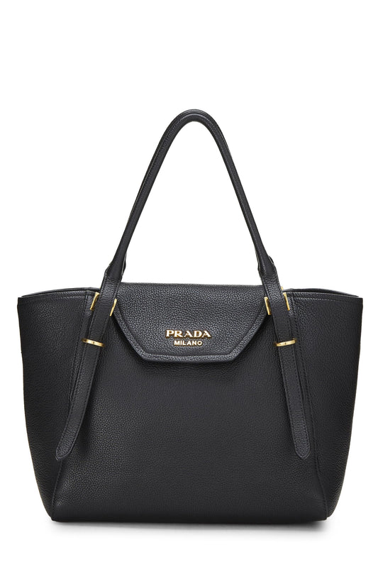 Prada Daino Convertible Tote Vitello Black Top Handle Tote Bag