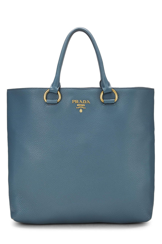 Prada Daino Convertible Tote Vitello Blue Medium Tote Bag