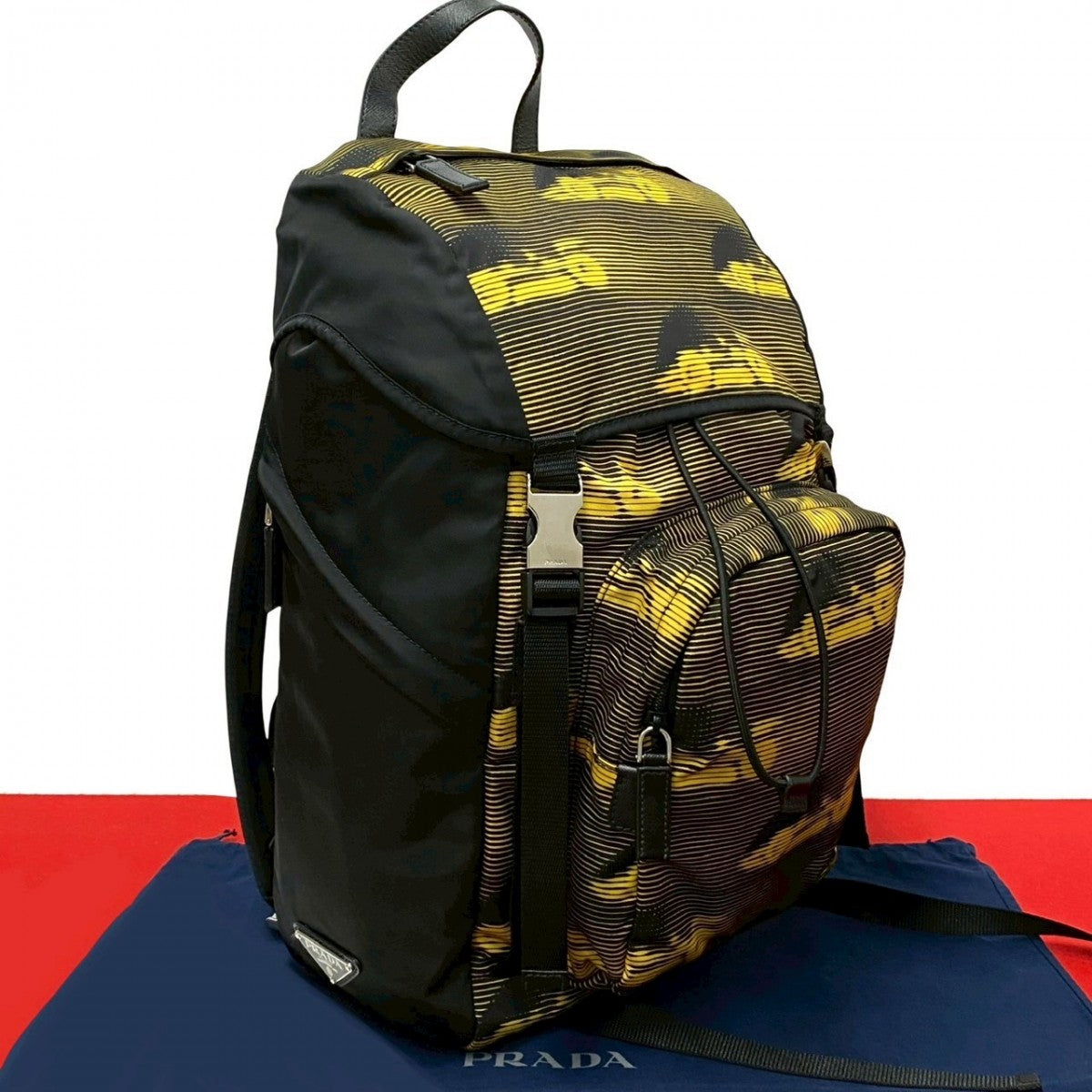 Backpack , Yellow Metal Mens Handbag Leather Nylon